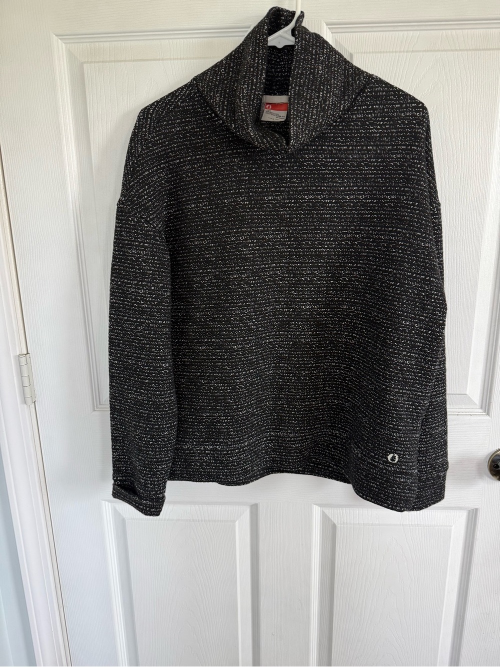 American Outdoorsman Women’s L Black Cowl Neck Pullover Marled Cozy Fall Top